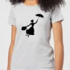 Disney Mary Poppins Flying Silhouette Women's Christmas T-Shirt - Grey
