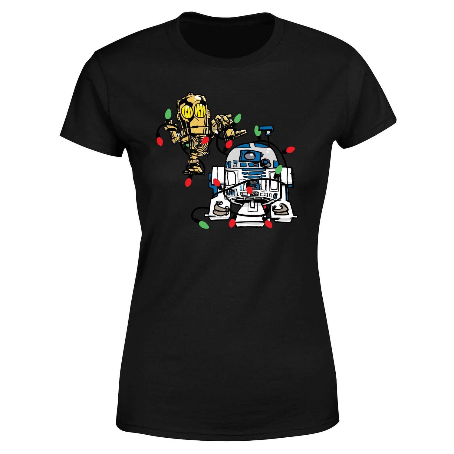 Star Wars Tangled Fairy Lights Droids Women's Christmas T-Shirt - Black 7 Star Wars Tangled Fairy Lights Droids Women's Christmas T-Shirt - Black - Image 5