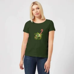 Star Wars Candy Cane Yoda Women's Christmas T-Shirt - Forest Green -Christmas Clothes Store 11964528 1444627059510717