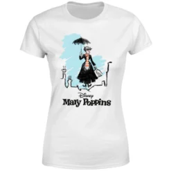 Disney Mary Poppins Rooftop Landing Women's Christmas T-Shirt - White -Christmas Clothes Store 11964549 1864627060792908