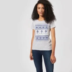 Star Wars R2-D2 Knit Women's Christmas T-Shirt - Grey -Christmas Clothes Store 11964600 1234627062891423