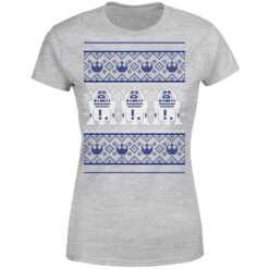 Star Wars R2-D2 Knit Women's Christmas T-Shirt - Grey -Christmas Clothes Store 11964600 2084627063019367