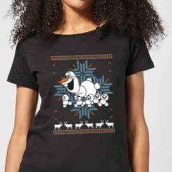 Disney Frozen Olaf And Snowmen Women's Christmas T-Shirt - Black