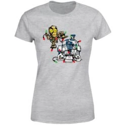 Star Wars Tangled Fairy Lights Droids Women's Christmas T-Shirt - Grey 11 Star Wars Tangled Fairy Lights Droids Women's Christmas T-Shirt - Grey -Christmas Clothes Store 11964702 1244627068721755