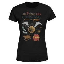 Harry Potter All I Want Women's Christmas T-Shirt - Black -Christmas Clothes Store 11964719 1504627069426455