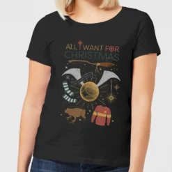 Harry Potter All I Want Women's Christmas T-Shirt - Black