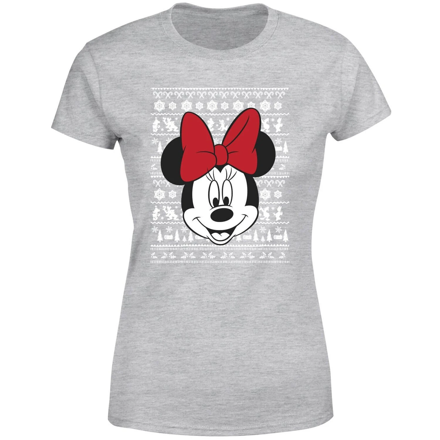 Disney Minnie Face Women's Christmas T-Shirt - Grey 7 Disney Minnie Face Women's Christmas T-Shirt - Grey - Image 5