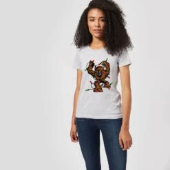 Star Wars Tangled Fairy Lights Chewbacca Women's Christmas T-Shirt - Grey -Christmas Clothes Store 11964803 8364627072886415