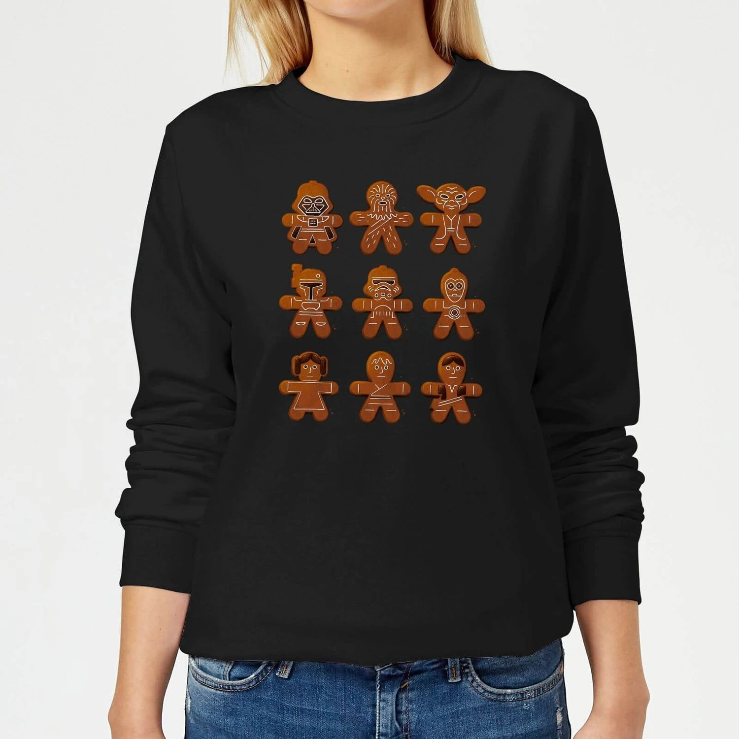 Star Wars Gingerbread Characters Women's Christmas Jumper - Black 3 Star Wars Gingerbread Characters Women's Christmas Jumper - Black