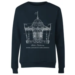 Disney Mary Poppins Carousel Sketch Women's Christmas Jumper - Navy -Christmas Clothes Store 11965338 7834627081055301
