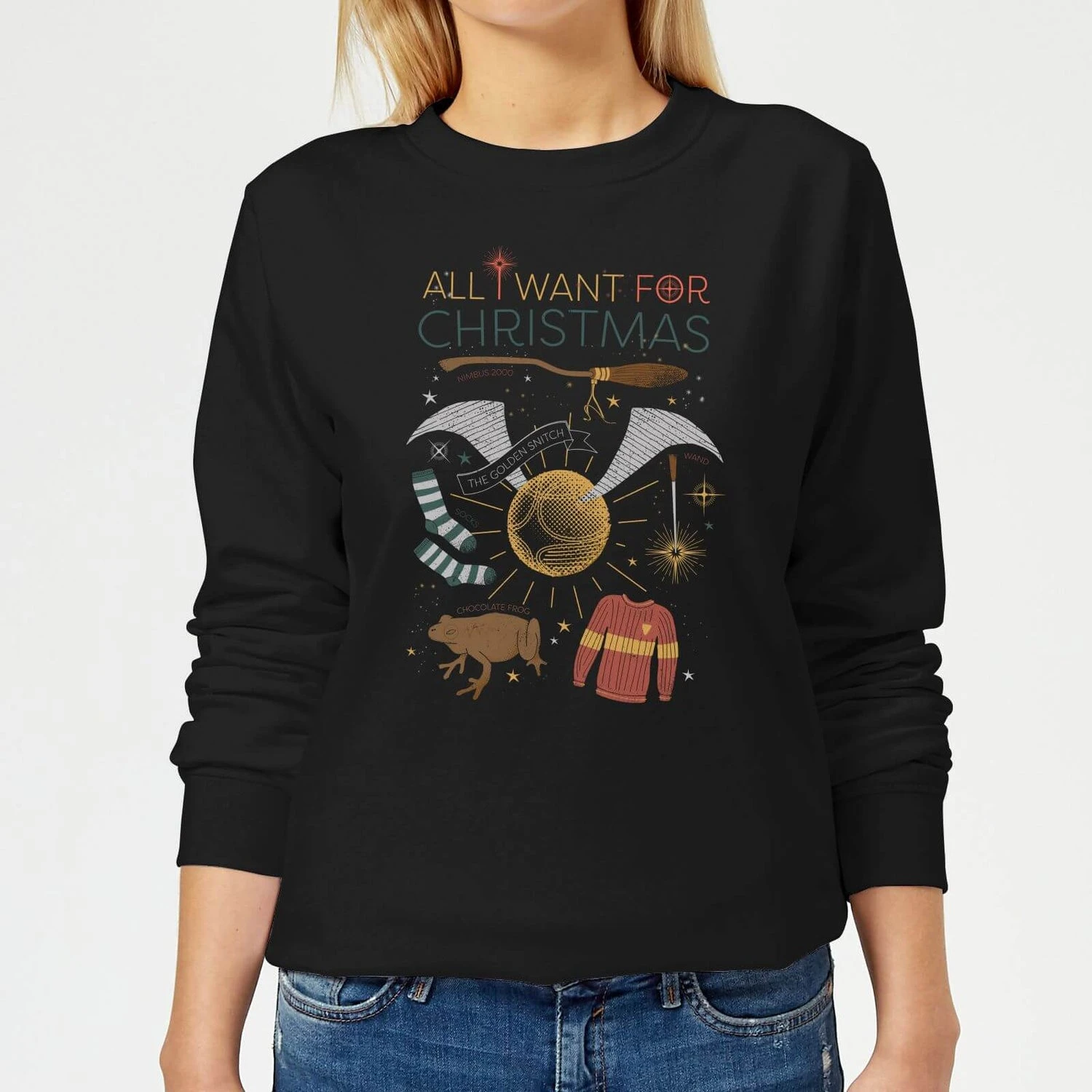 Harry Potter All I Want Women's Christmas Jumper - Black 3 Harry Potter All I Want Women's Christmas Jumper - Black