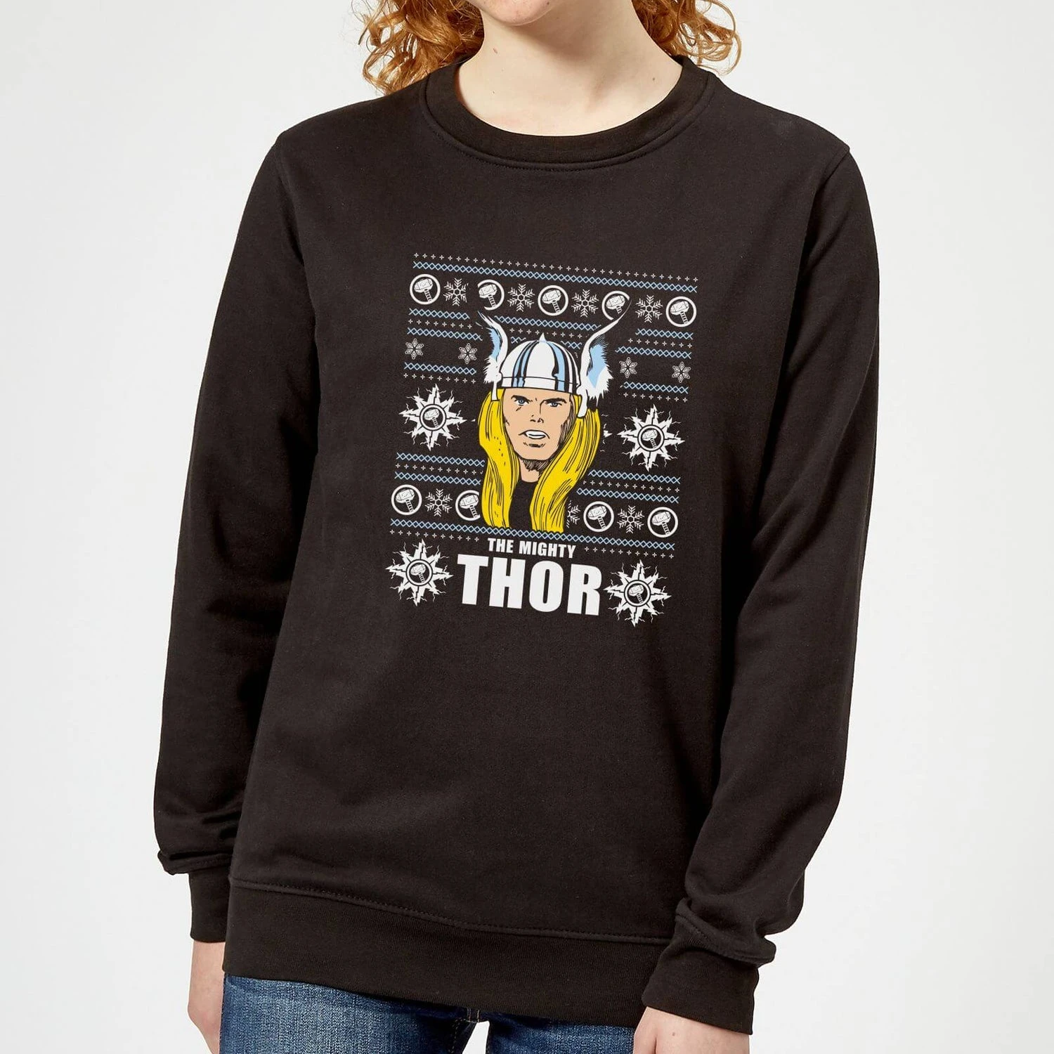 Marvel Thor Face Women's Christmas Jumper - Black 3 Marvel Thor Face Women's Christmas Jumper - Black