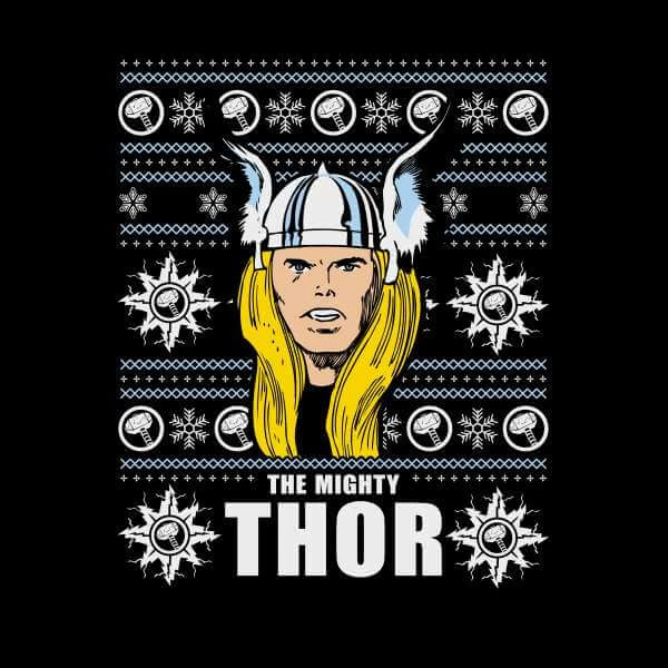 Marvel Thor Face Women's Christmas Jumper - Black 4 Marvel Thor Face Women's Christmas Jumper - Black - Image 2