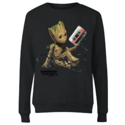 Marvel Guardians Of The Galaxy Groot Tape Women's Christmas Jumper - Black -Christmas Clothes Store 11965564 2034627067775456