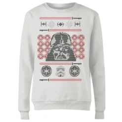 Star Wars Darth Vader Face Knit Women's Christmas Jumper - White -Christmas Clothes Store 11965574 1094627068105285