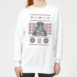 Star Wars Darth Vader Face Knit Women's Christmas Jumper - White