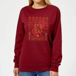 Christmas Clothes Store 7 Harry Potter Gryffindor Crest Women's Christmas Jumper - Burgundy