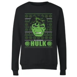 Marvel Hulk Face Women's Christmas Jumper - Black -Christmas Clothes Store 11965645 1894627070952753