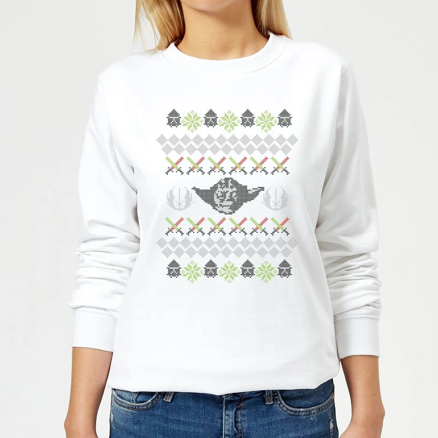 Star Wars Yoda Knit Women's Christmas Jumper - White 3 Star Wars Yoda Knit Women's Christmas Jumper - White