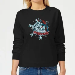 Marvel The Amazing Spider-Man Snowflake Web Women's Christmas Jumper - Black