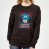 Marvel Captain America Face Women's Christmas Jumper - Black -Christmas Clothes Store 11965913 6004627085247621