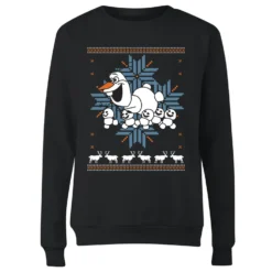 Disney Frozen Olaf And Snowmen Women's Christmas Sweatshirt - Black