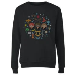 Harry Potter Characters Women's Christmas Jumper - Black -Christmas Clothes Store 11966220 1944627067120583