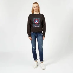 Marvel Captain America Women's Christmas Jumper - Black -Christmas Clothes Store 11966290 5464627069439643