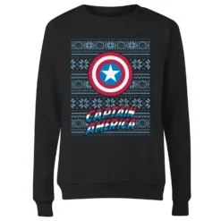 Marvel Captain America Women's Christmas Jumper - Black -Christmas Clothes Store 11966290 5864627069463907