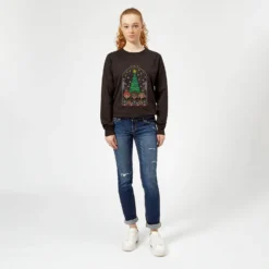 Harry Potter Hogwarts Tree Women's Christmas Jumper - Black -Christmas Clothes Store 11966320 3314627070924208