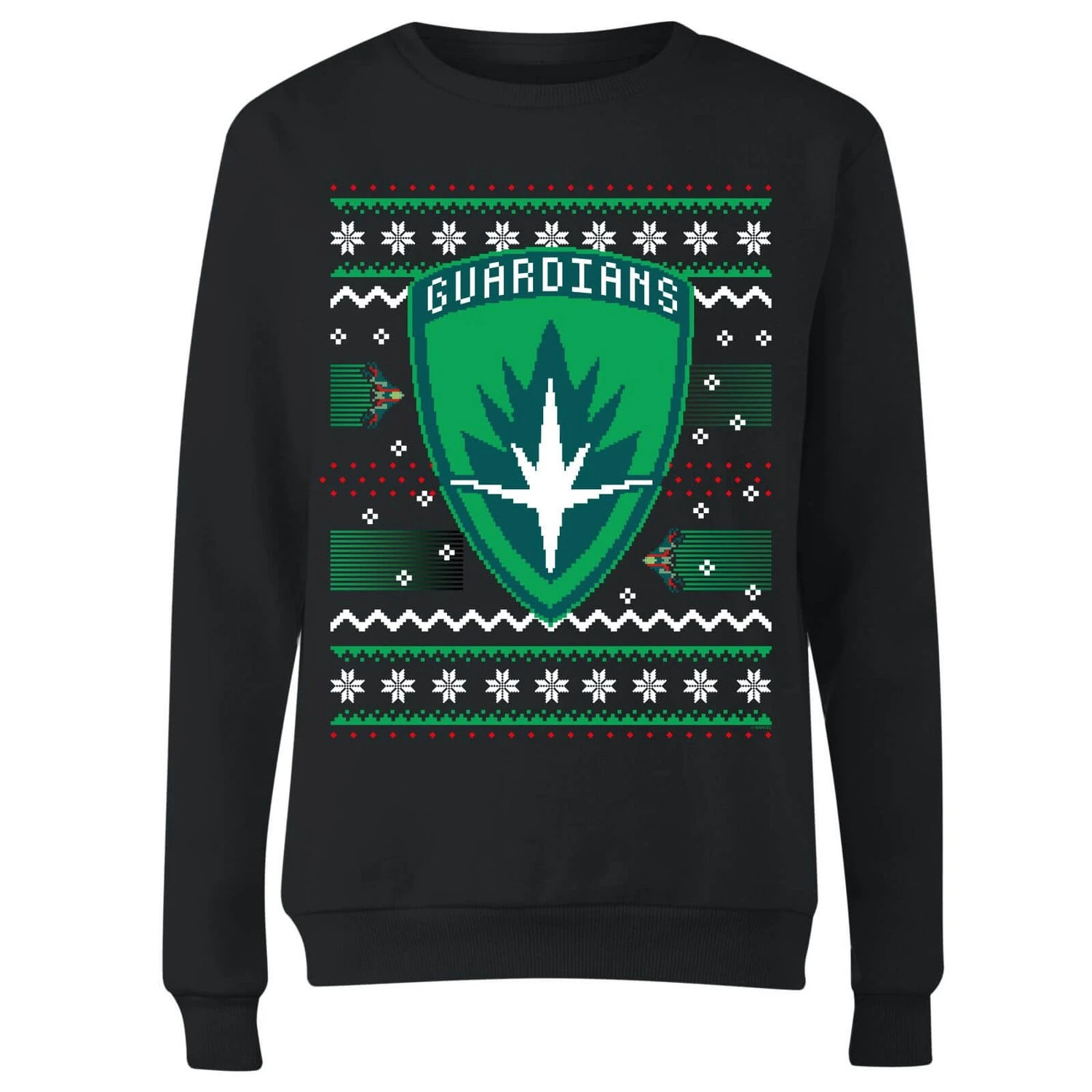 Marvel Guardians Of The Galaxy Badge Pattern Christmas Women's Christmas Jumper - Black 6 Marvel Guardians Of The Galaxy Badge Pattern Christmas Women's Christmas Jumper - Black - Image 4