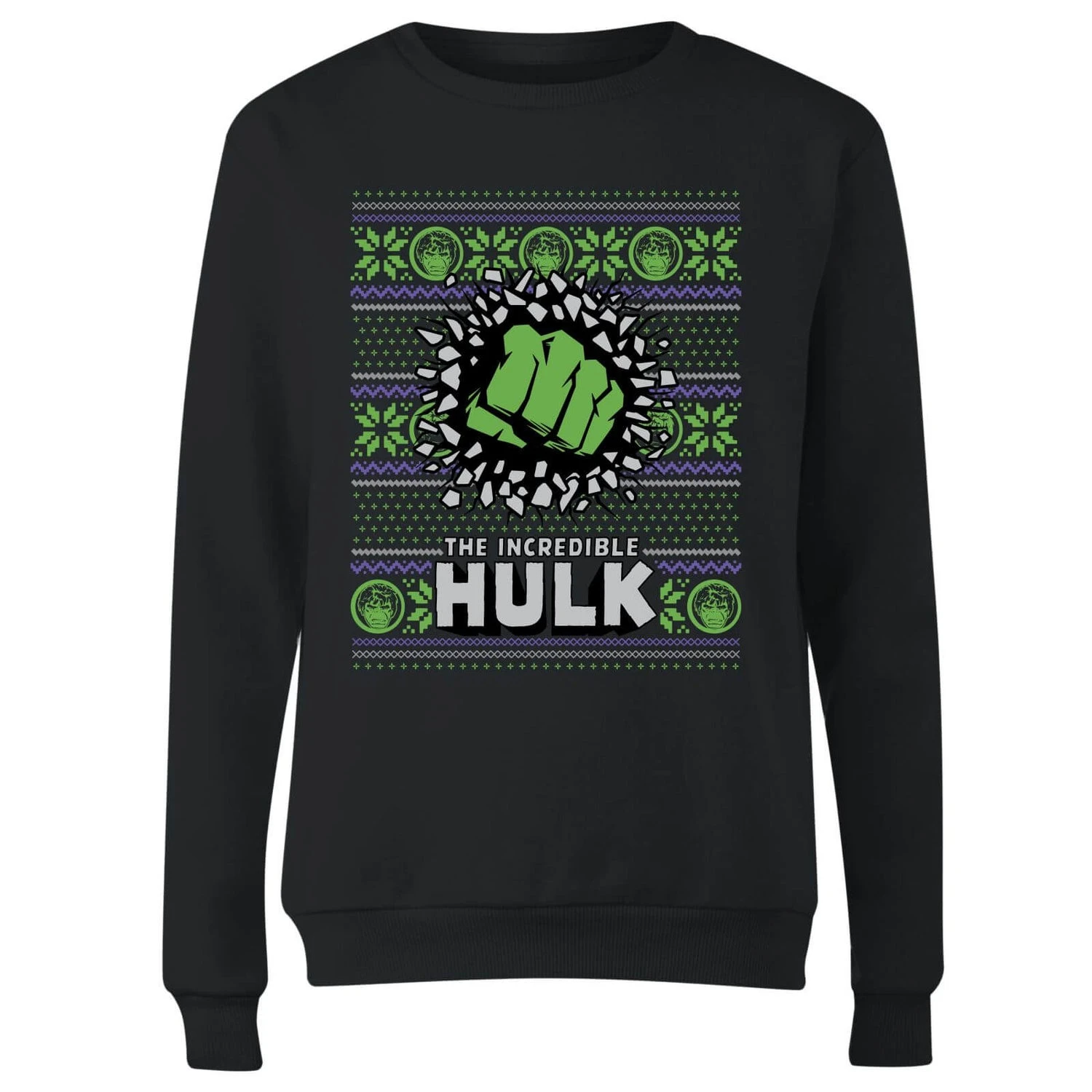 Marvel Hulk Punch Women's Christmas Jumper - Black 6 Marvel Hulk Punch Women's Christmas Jumper - Black - Image 4