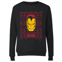 Marvel Iron Man Face Women's Christmas Jumper - Black -Christmas Clothes Store 11966427 1704627075357371