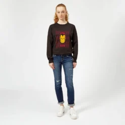 Marvel Iron Man Face Women's Christmas Jumper - Black -Christmas Clothes Store 11966427 3494627091016603