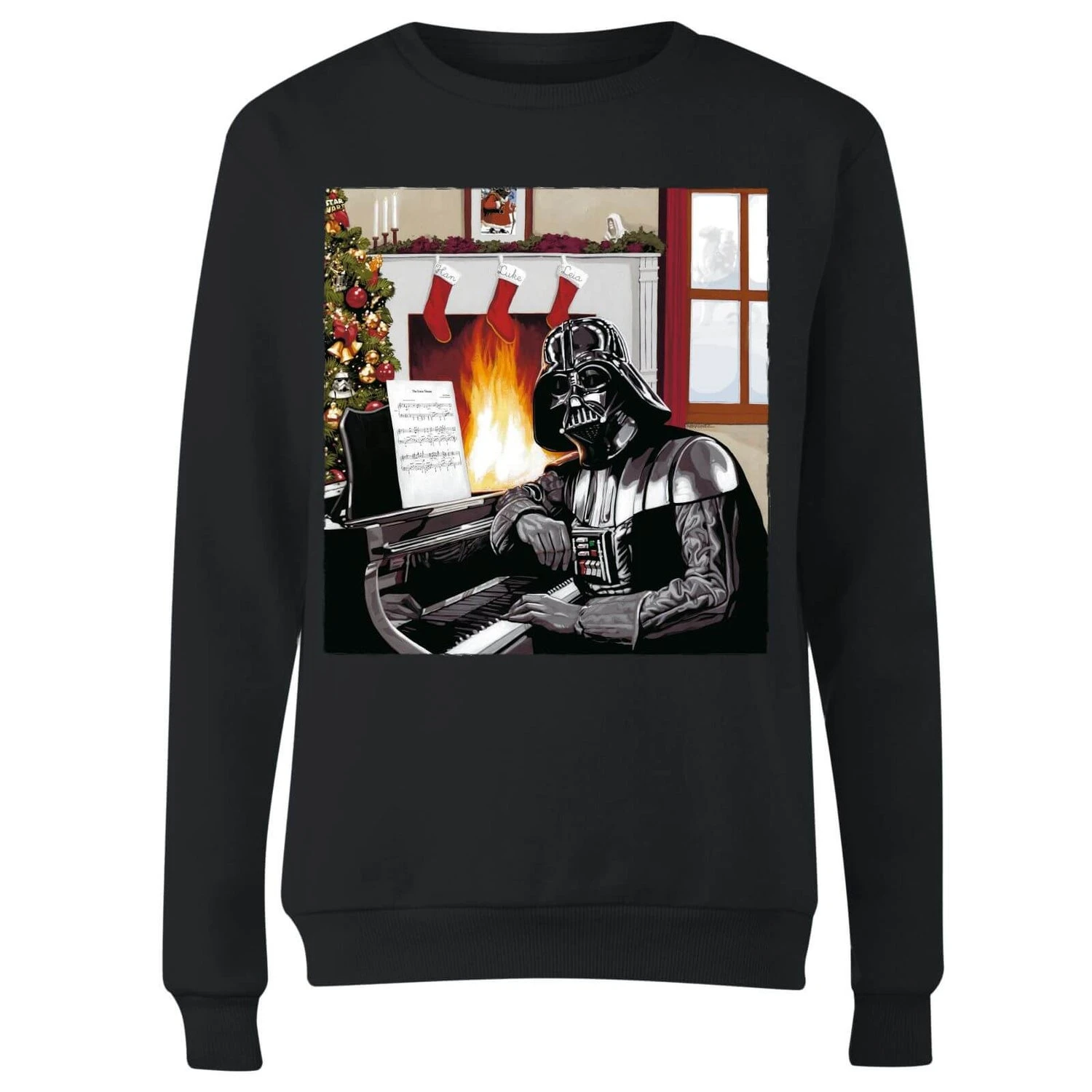 Star Wars Darth Vader Piano Player Women's Christmas Jumper - Black 6 Star Wars Darth Vader Piano Player Women's Christmas Jumper - Black - Image 4