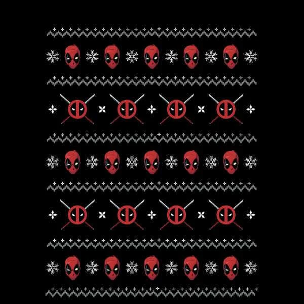 Marvel Deadpool Faces Women's Christmas Jumper - Black 4 Marvel Deadpool Faces Women's Christmas Jumper - Black - Image 2