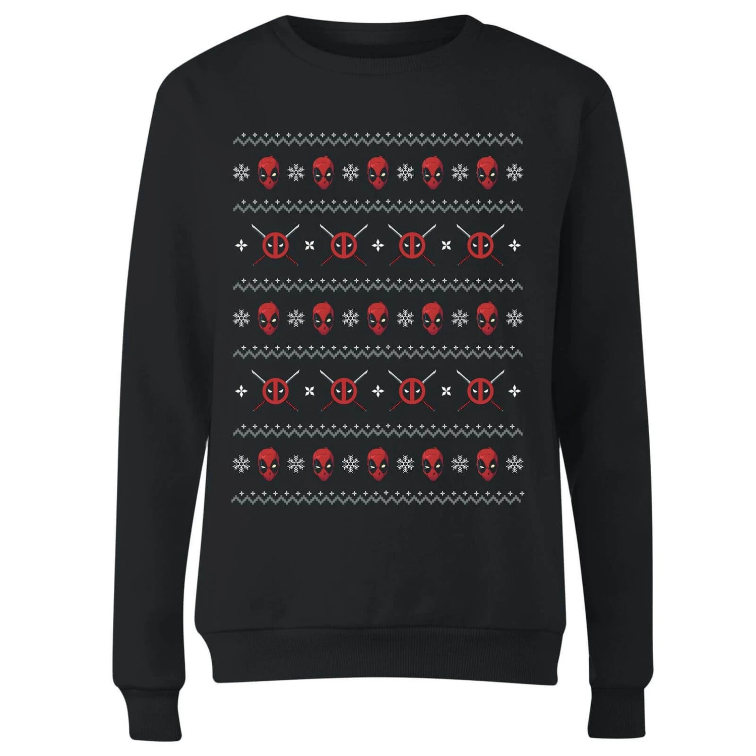 Marvel Deadpool Faces Women's Christmas Jumper - Black 6 Marvel Deadpool Faces Women's Christmas Jumper - Black - Image 4