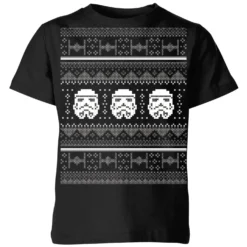 Star Wars Stormtrooper Knit Kids' Christmas T-Shirt - Black