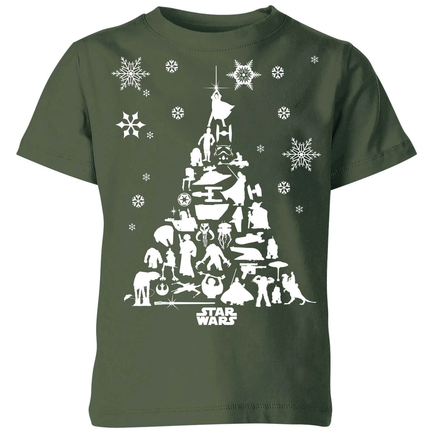 Star Wars Character Christmas Tree Kids' Christmas T-Shirt - Forest Green 3 Star Wars Character Christmas Tree Kids' Christmas T-Shirt - Forest Green