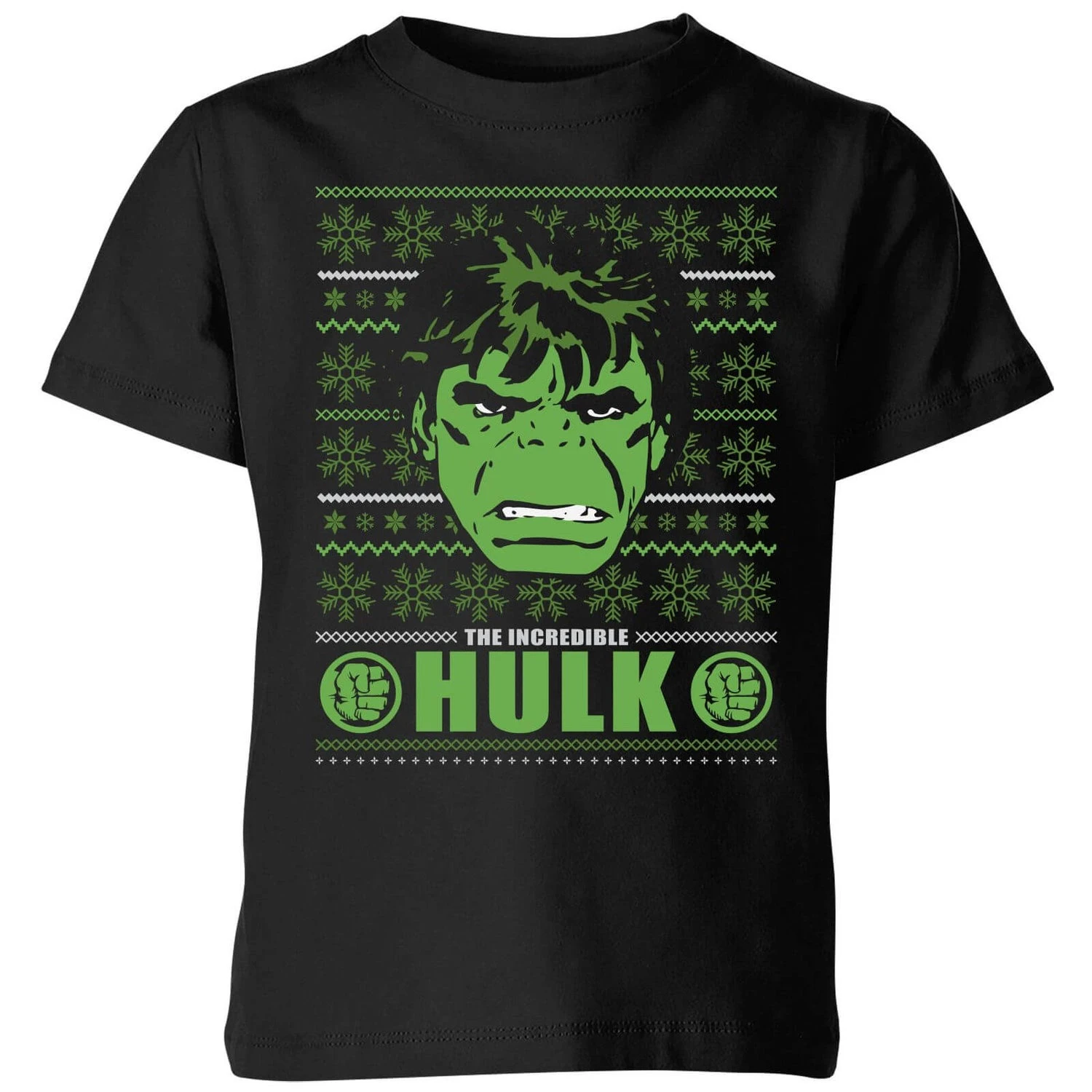 Marvel Hulk Face Kids' Christmas T-Shirt - Black 3 Marvel Hulk Face Kids' Christmas T-Shirt - Black