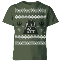 Star Wars Darth Vader Knit Kids' Christmas T-Shirt - Forest Green