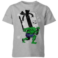 Marvel The Incredible Hulk Christmas Present Kids' Christmas T-Shirt - Grey