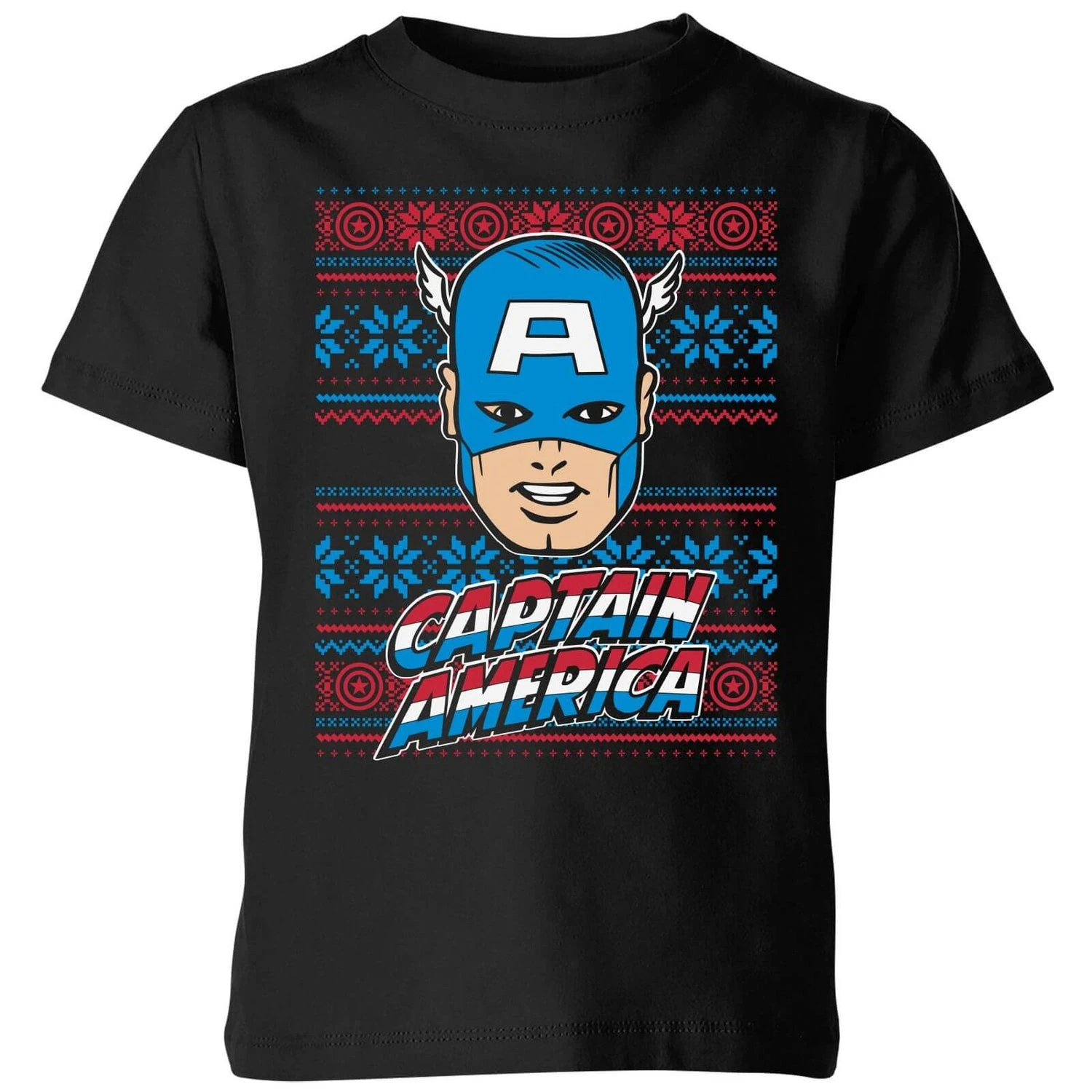 Marvel Captain America Face Kids' Christmas T-Shirt - Black 3 Marvel Captain America Face Kids' Christmas T-Shirt - Black