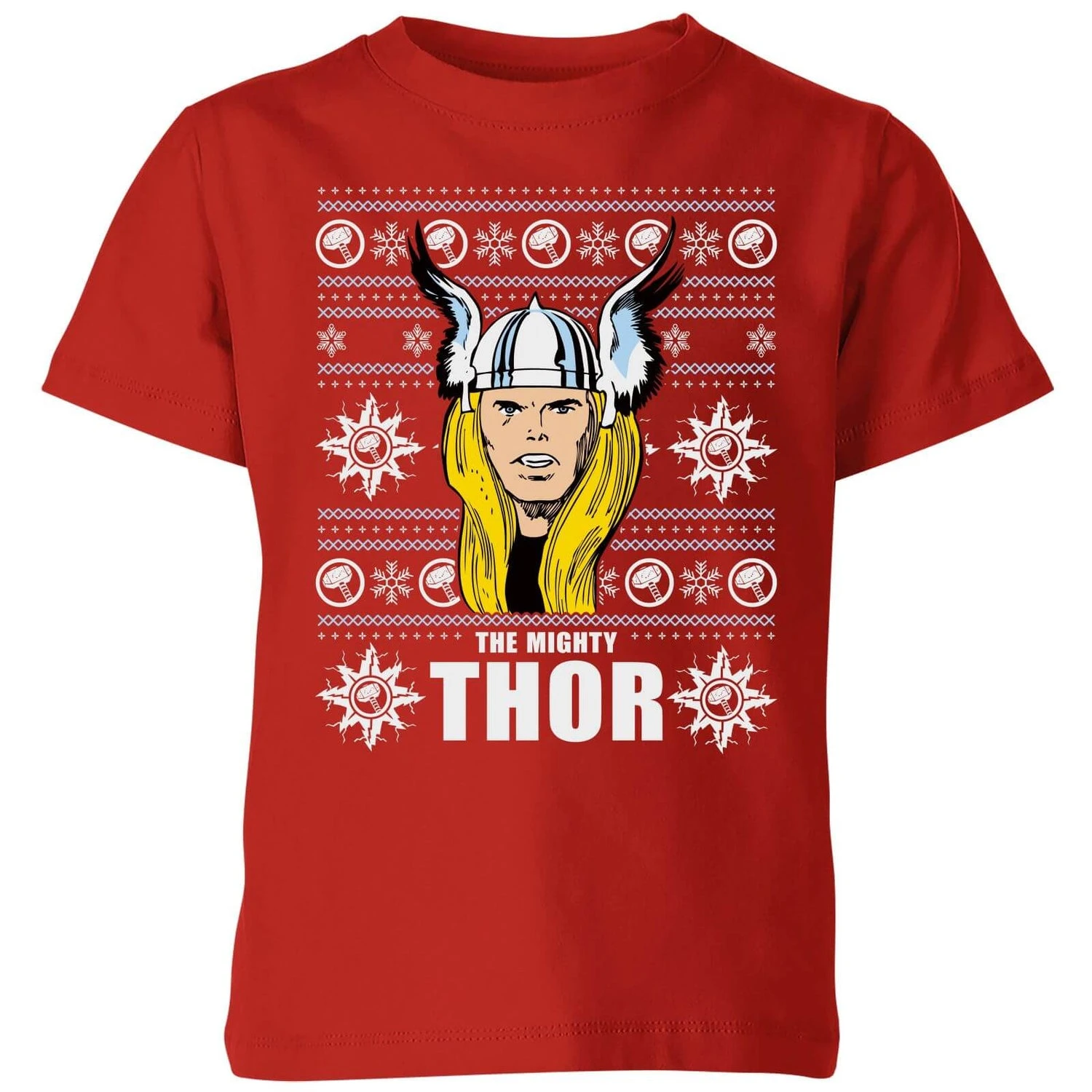 Marvel Thor Face Kids' Christmas T-Shirt - Red 3 Marvel Thor Face Kids' Christmas T-Shirt - Red