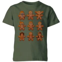 Star Wars Gingerbread Characters Kids' Christmas T-Shirt - Forest Green