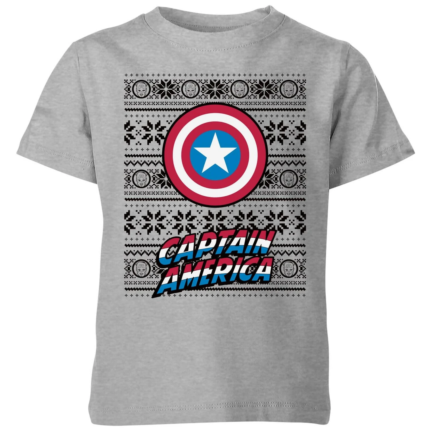 Marvel Captain America Kids' Christmas T-Shirt - Grey 3 Marvel Captain America Kids' Christmas T-Shirt - Grey