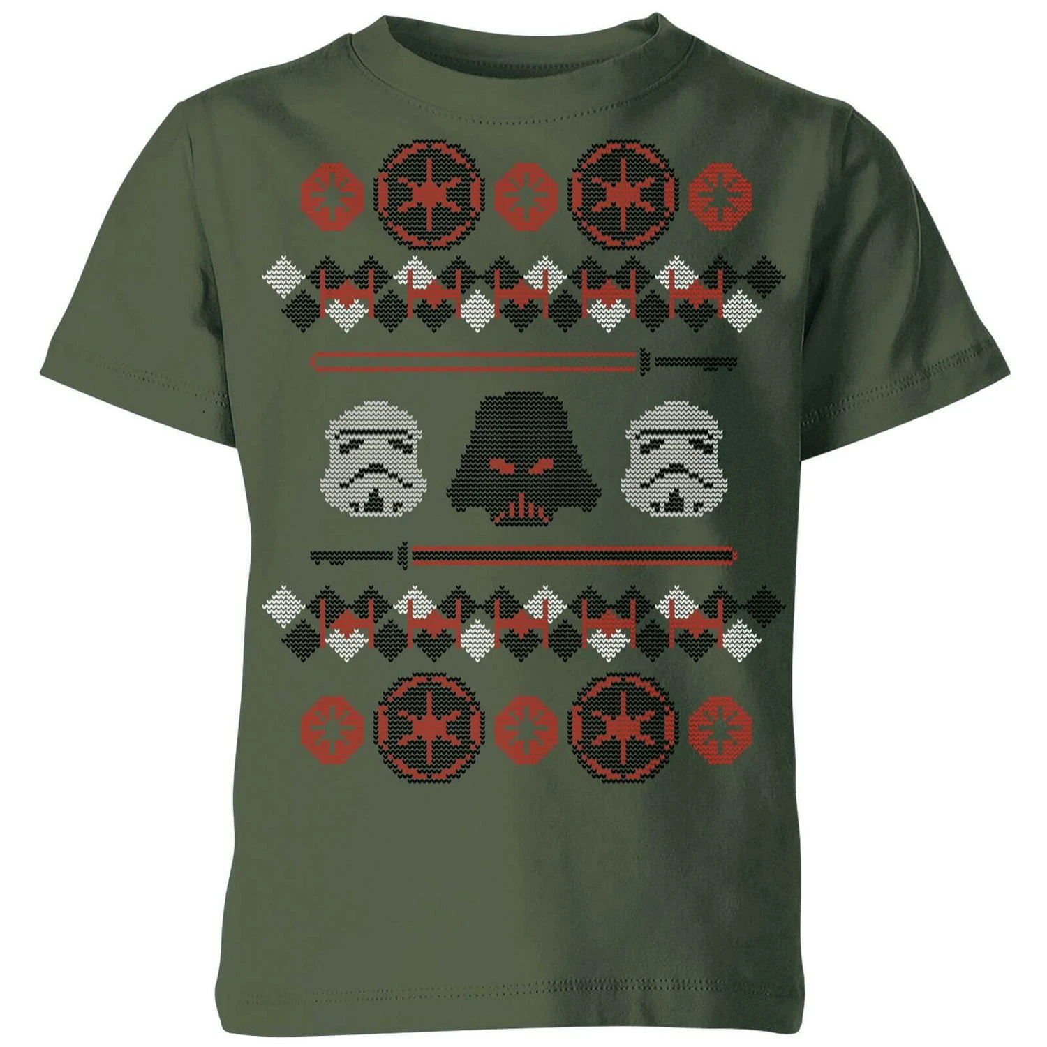 Star Wars Empire Knit Kids' Christmas T-Shirt - Forest Green 3 Star Wars Empire Knit Kids' Christmas T-Shirt - Forest Green