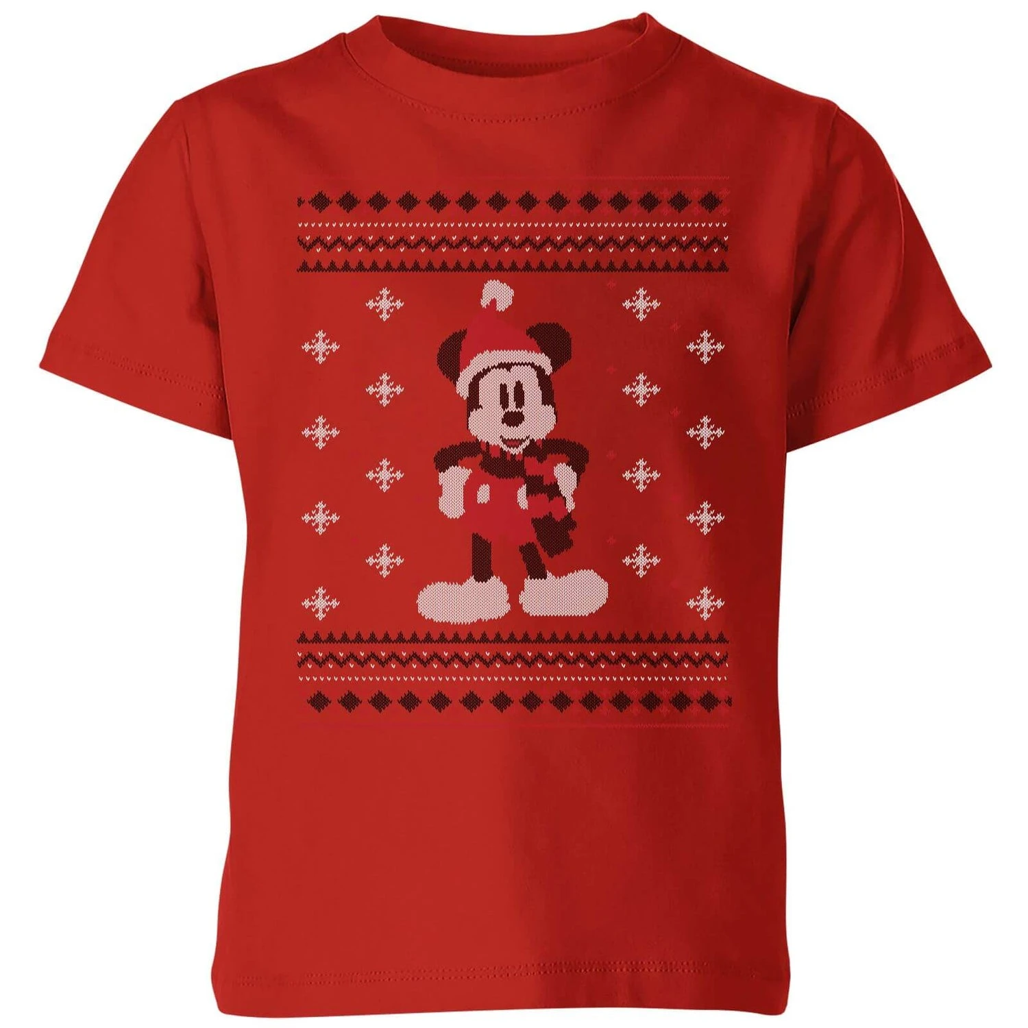 Disney Mickey Scarf Kids' Christmas T-Shirt - Red 3 Disney Mickey Scarf Kids' Christmas T-Shirt - Red