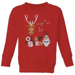 Disney Frozen Olaf And Sven Kids' Christmas Sweatshirt - Red