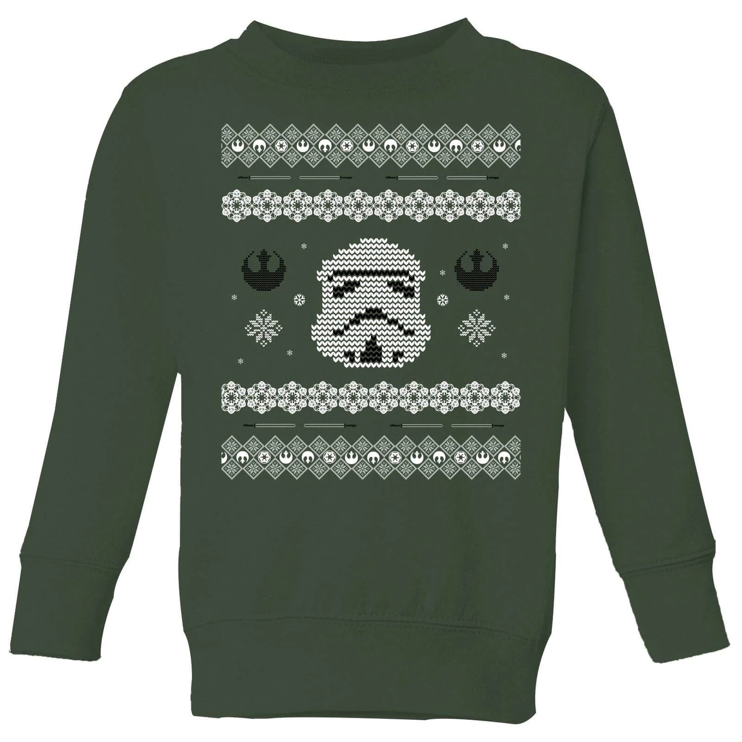 Star Wars Stormtrooper Knit Kids' Christmas Jumper - Forest Green 3 Star Wars Stormtrooper Knit Kids' Christmas Jumper - Forest Green